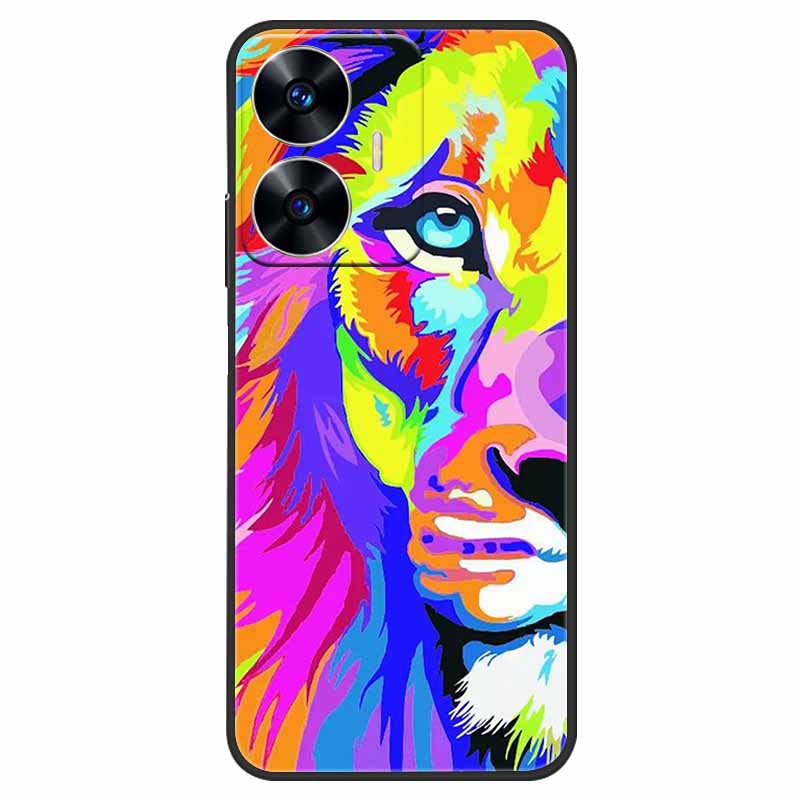 Чехол для телефона Realme C55 Черный Силиконовый Fundas Для Realme C55 RMX3710 ТПУ Мягкая Задняя Панель Coque Звезда Нарисована на RealmeC55 C 55