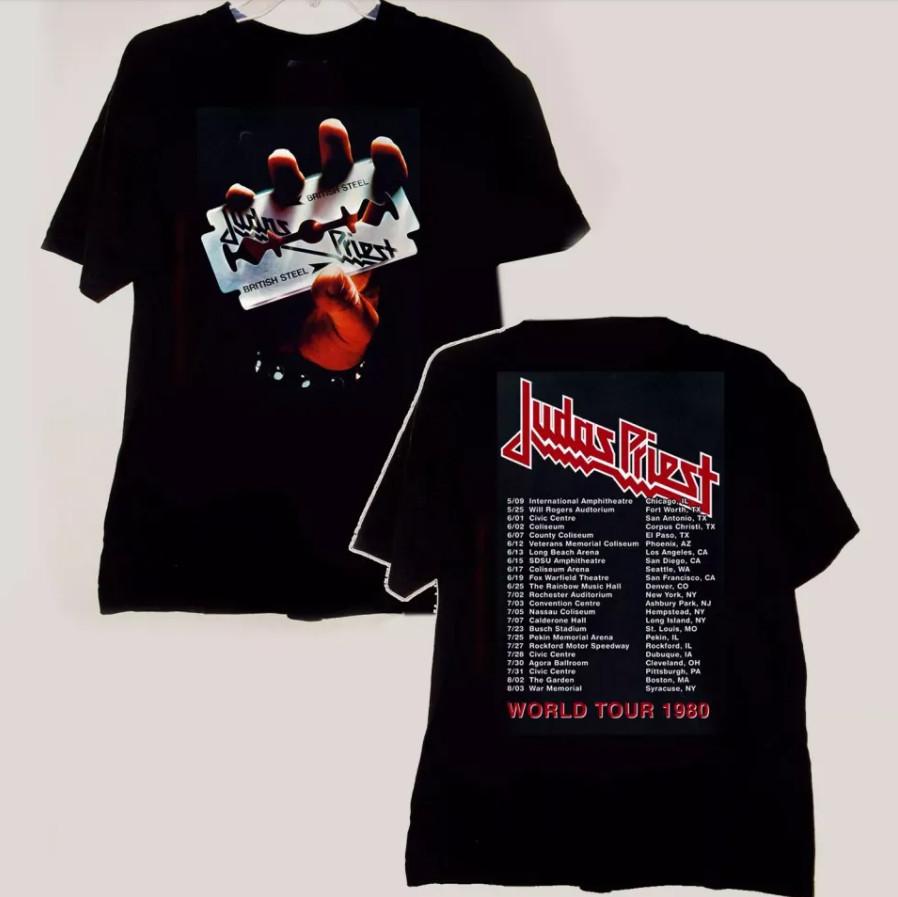 Футболка Judas Priest 1980 British Steel Tour – Юбилейное издание, Тяжеловесная футболка