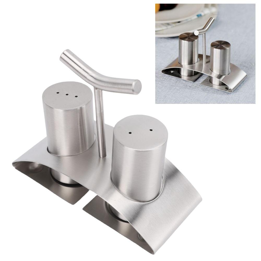 Silver Seasoning Jars with Rack Spice Shaker Set Durable Seasoning Bottle Set Kitchen Counter