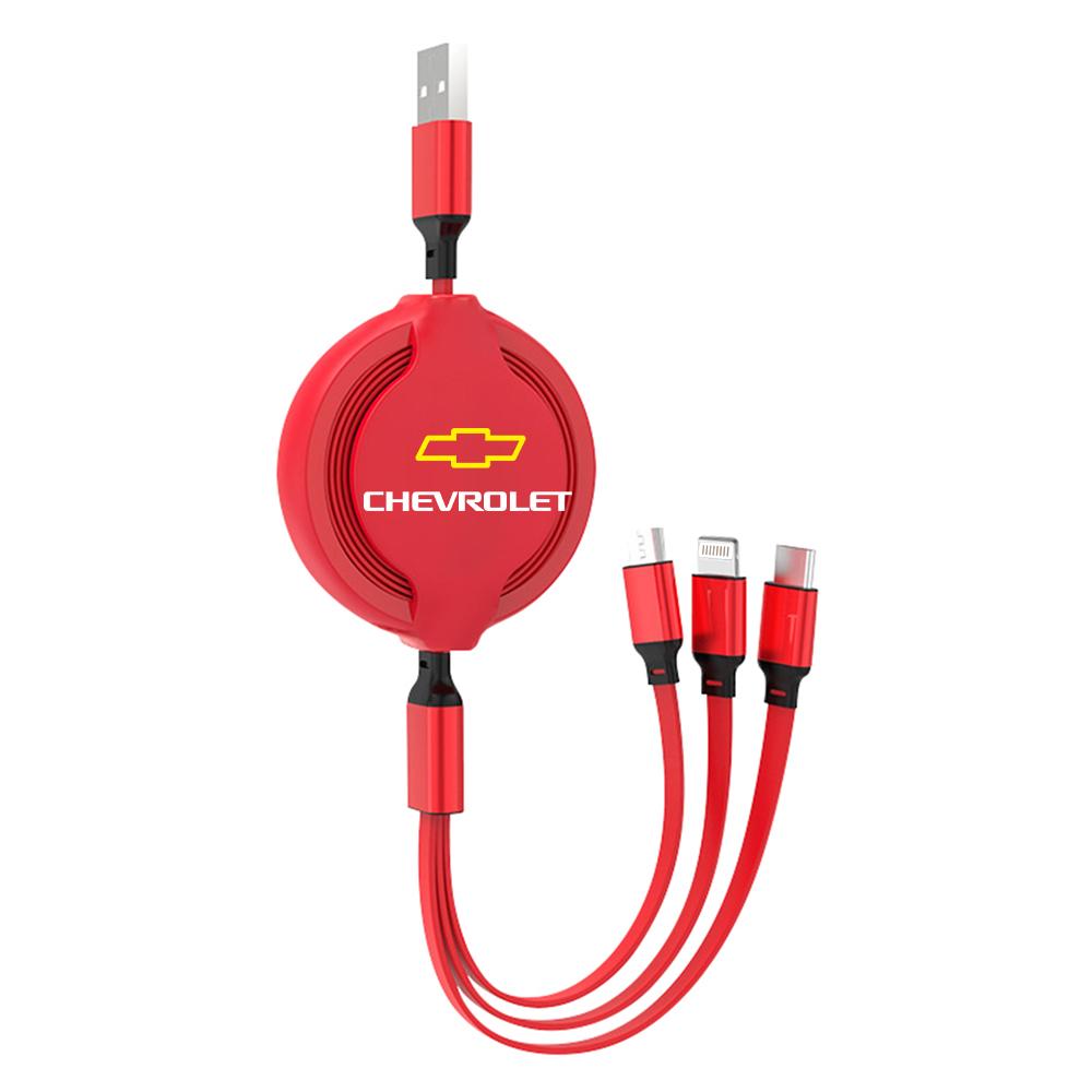 knuz4 Three-in-one Fast-charging Charging Cable IPhone Charger USB Data Cable For Chevrolet Cruze Spark Captiva Suburban Camaro Malibu