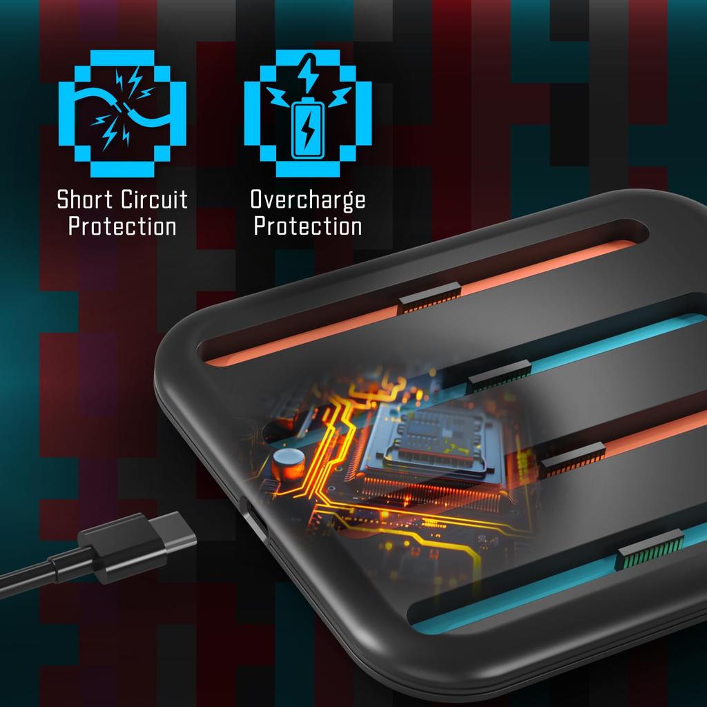 Fosmon Switch 2 Charging Controller Dock for Nintendo Switch 2 with Fast Magnetic Simultaneous RGB and Cable Included Joy-Con Stand, 4-in-1 Charging,