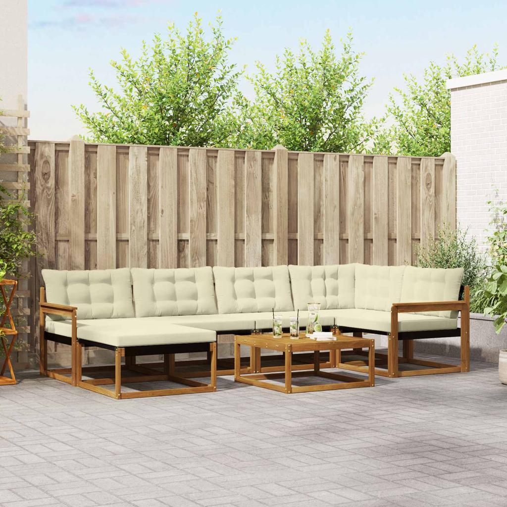 Outdoor Sofa Set 19 pcs Natural & Cream Solid Acacia Wood