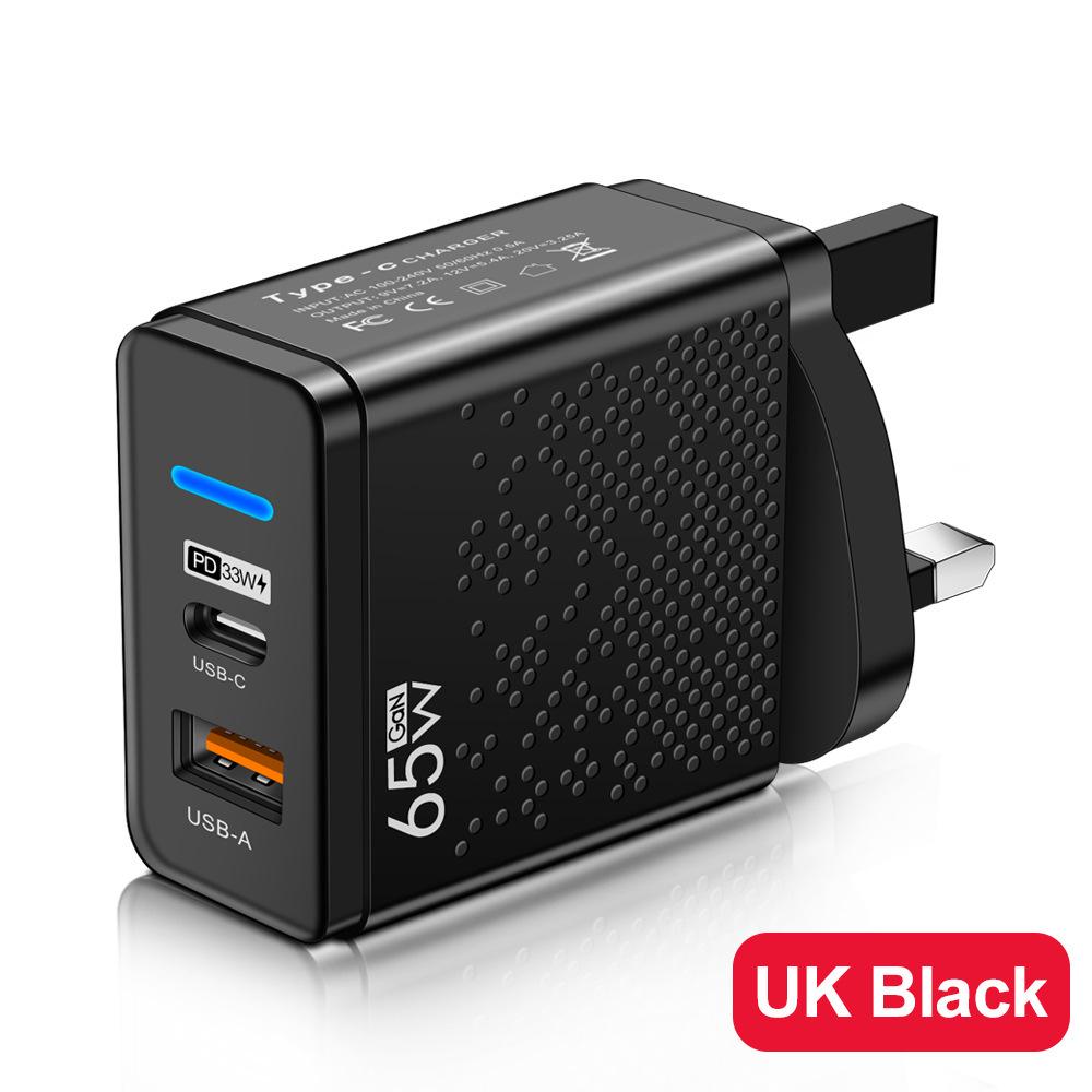 Многопортовое светодиодное USB+PD Type-C Быстрое зарядное устройство с вилками US, EU, UK