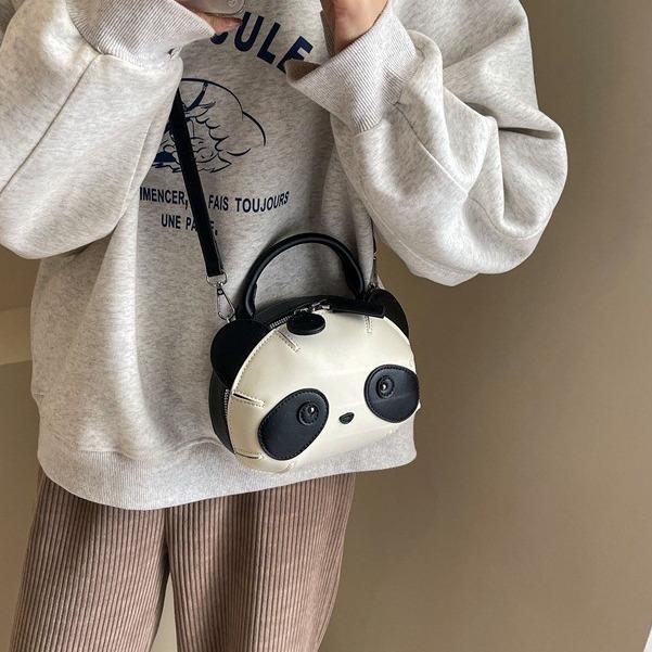 Сумка-кошелек с косым ремешком на одно плечо Panda, корейская версия простой и универсальной сумки-кошелек с косым ремешком, симпатичная сумка для студента, детская сумка 2024 года