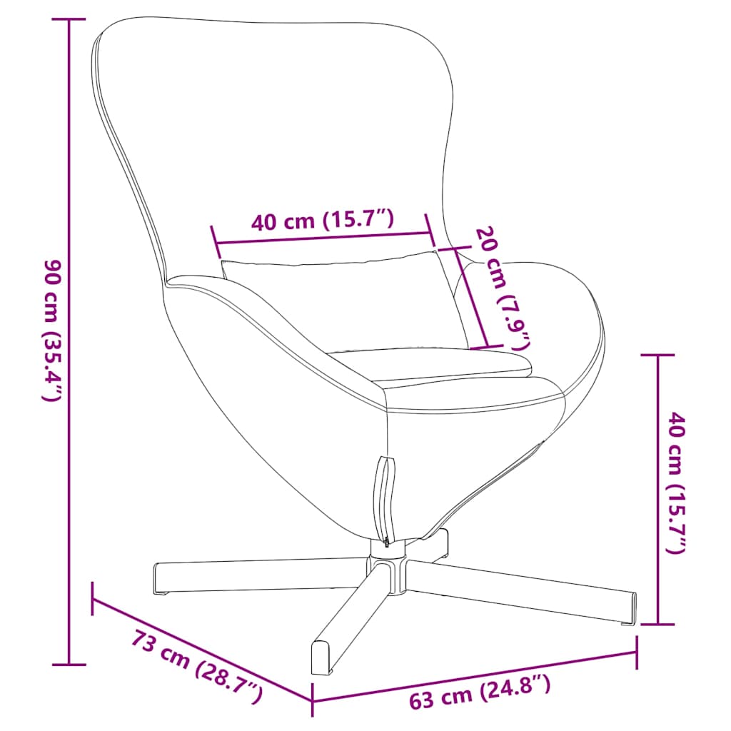 Egg Chair Cream 63 x 73 x 90 cm Velvet