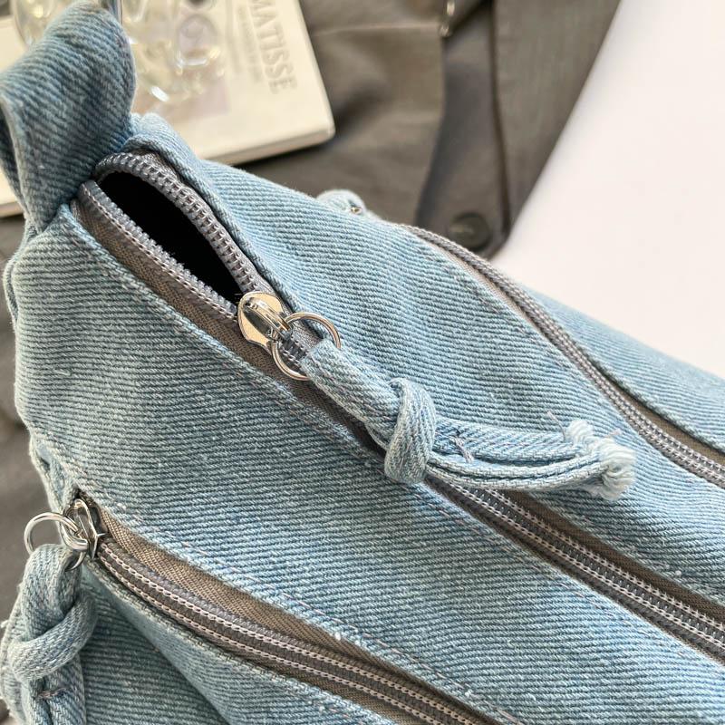 Women's Denim Large Capacity Shoulder Bag Denim Tote Bags Adjustable Long Strap Crossbody bags Fashion Travel Handbags