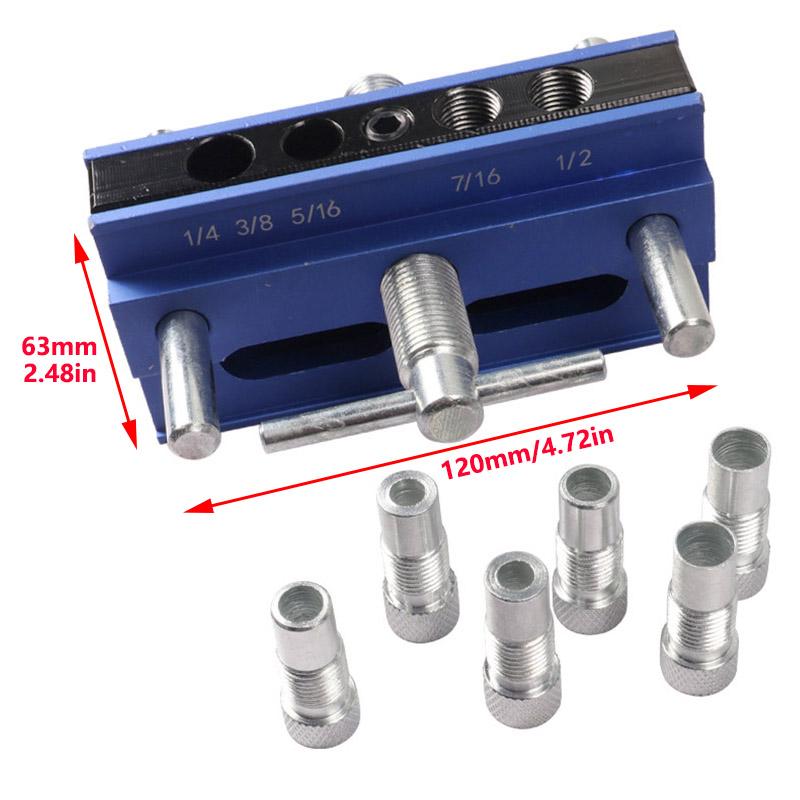 Self Centering Doweling Jig Kit, Drill Jig For Straight Hole With 6 Drill Guide Bushings, Adjustable Width Drilling Guide Jigs