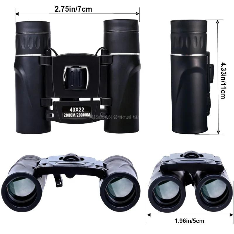 40x22 Powerful Mini Binoculars Long Range Folding Telescope BAK4 FMC Optics For Hunting Sports Outdoor Camping Travel