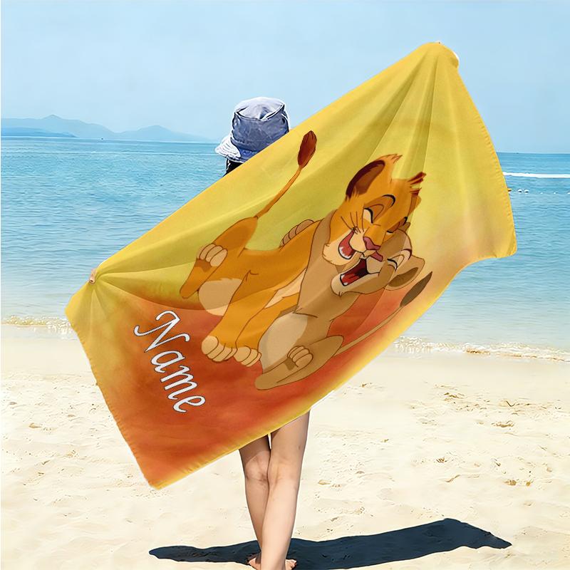 Personalized Lion Sunset Majesty Beach Towel Microfiber Beach Towel Thin Absorbent for Beach Swimming Yoga Bath Sports. 0910231