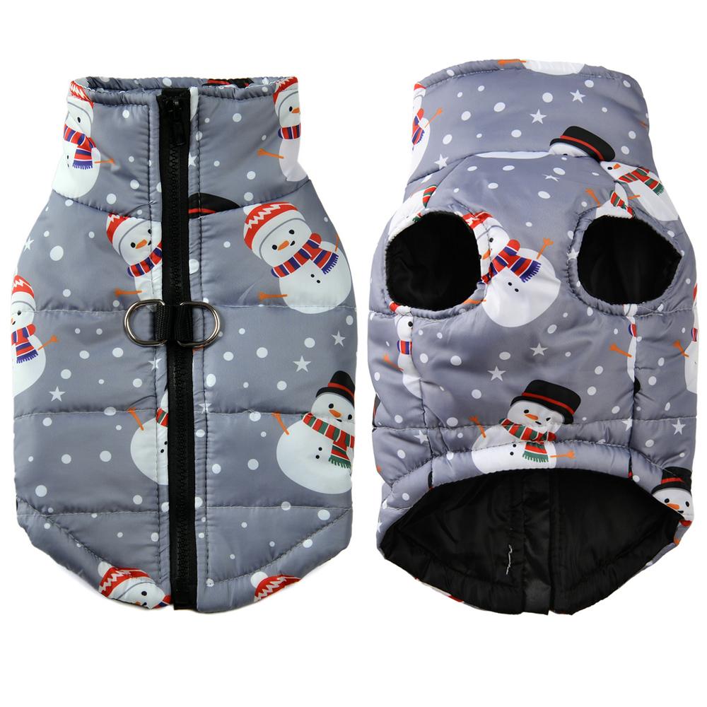 Рождественский костюм для собаки, зимняя теплая куртка для маленьких собак, кошек, жилет, пальто, одежда для домашних животных, милый принт с изображением лося, водонепроницаемый пуловер для щенков