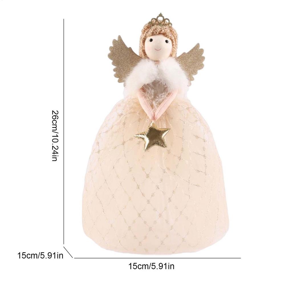 Рождественские верхушки для елок Ангел Звезда Рождественские украшения Мягкая кукла Фигурка девочки Крылья Украшение для елки для домашнего декора Спальни