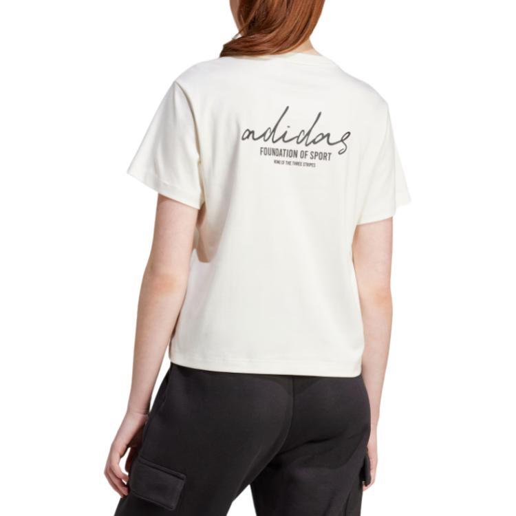 Adidas Women's Signature Graphic Print T Shirt Off White IX3763