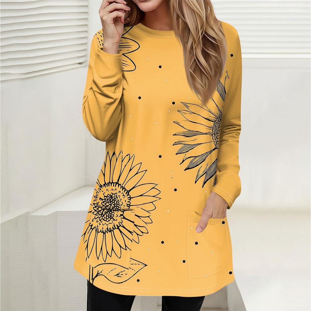 Женская толстовка, пуловер, спортивная одежда, карман, принт, повседневный топ с круглым вырезом и длинными рукавами