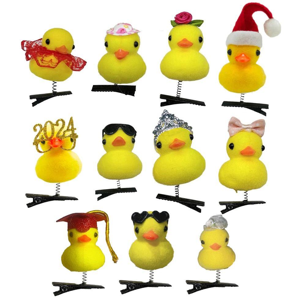 Заколки-цветы с цыплятами, банты, мультяшные заколки-уточки, модные заколки для волос в виде уток для детей