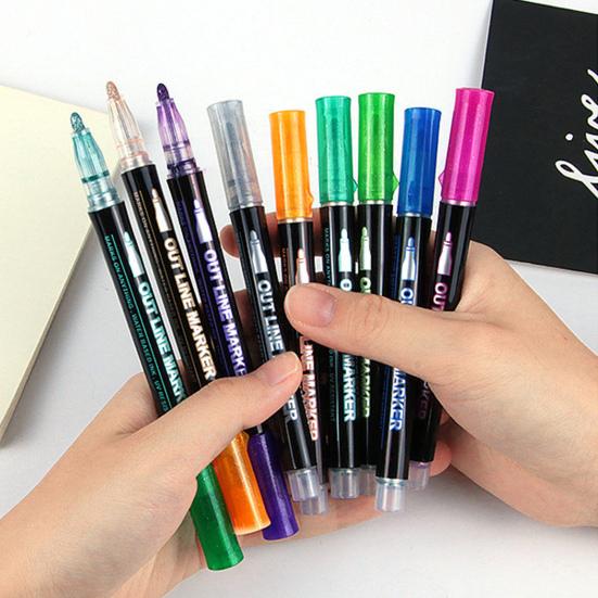 12/24/36 шт., мерцающий контурный маркер, сделай сам, подарочная бирка, поздравительная открытка, художественные проекты, детский рисунок, живопись, каракули, металлическая двойная линия, блестящая жидкость