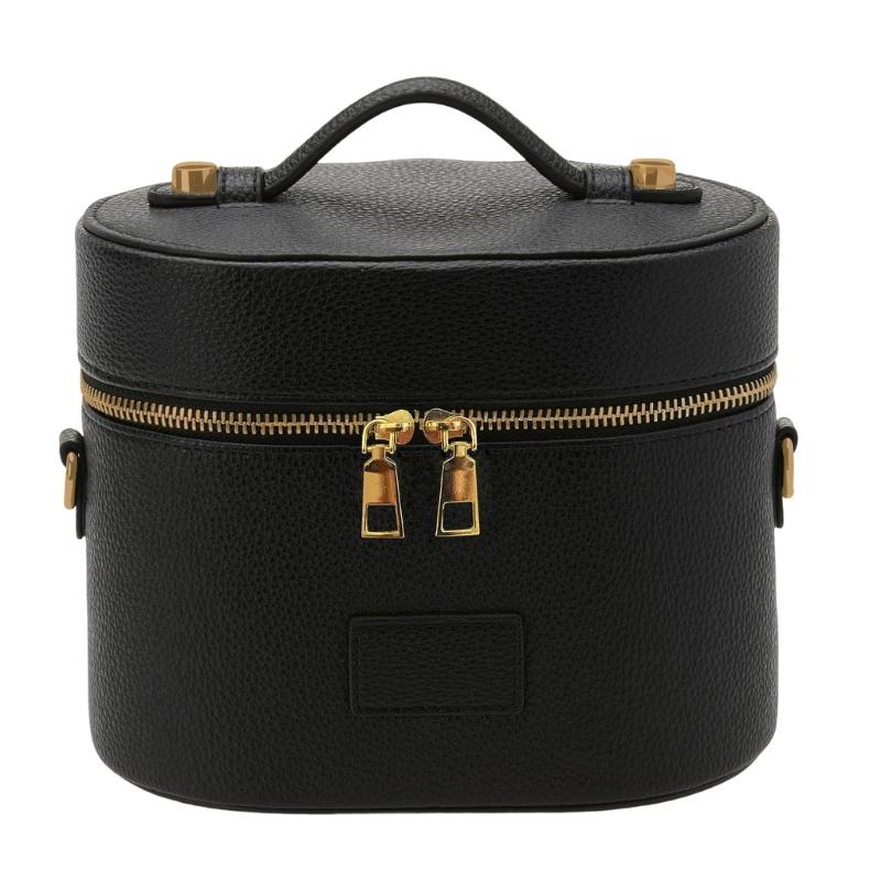 PU Leather Toiletry Organizer Bag Makeup Case with Carrying Handle And Zippered Cover Design for Cosmetic Storage Use