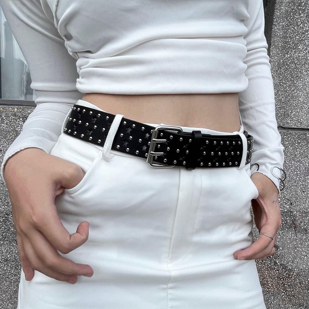 Hole Double Grommet Hole Rivet Y2K Style Belts Men Waist Belts Women Waist Belts Korean Waistbands