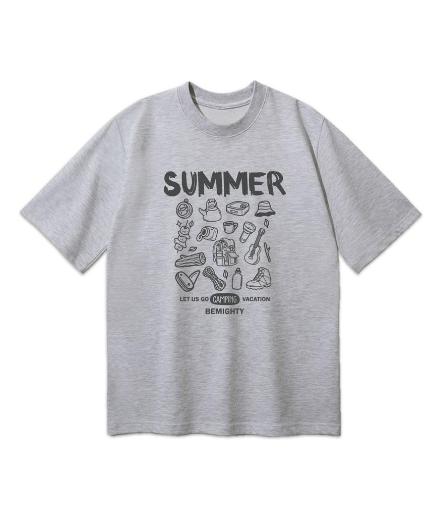 BEMIGHTY Summer Camp Oversized Short Sleeve T-Shirt [Oatmeal] (B Type)