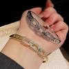 Европейские и американские женские браслеты, универсальные металлические браслеты, стразы, браслеты с полым отверстием, женские