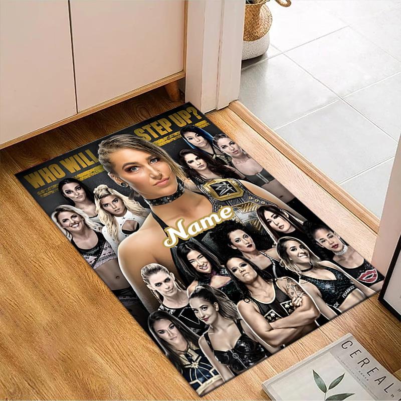 Custom Name wrestling Superstars Collage Rug for Living Room, Game Rooms, Office, Bedroom, Floor Mat Playful Design, fan gifts Christmas decor