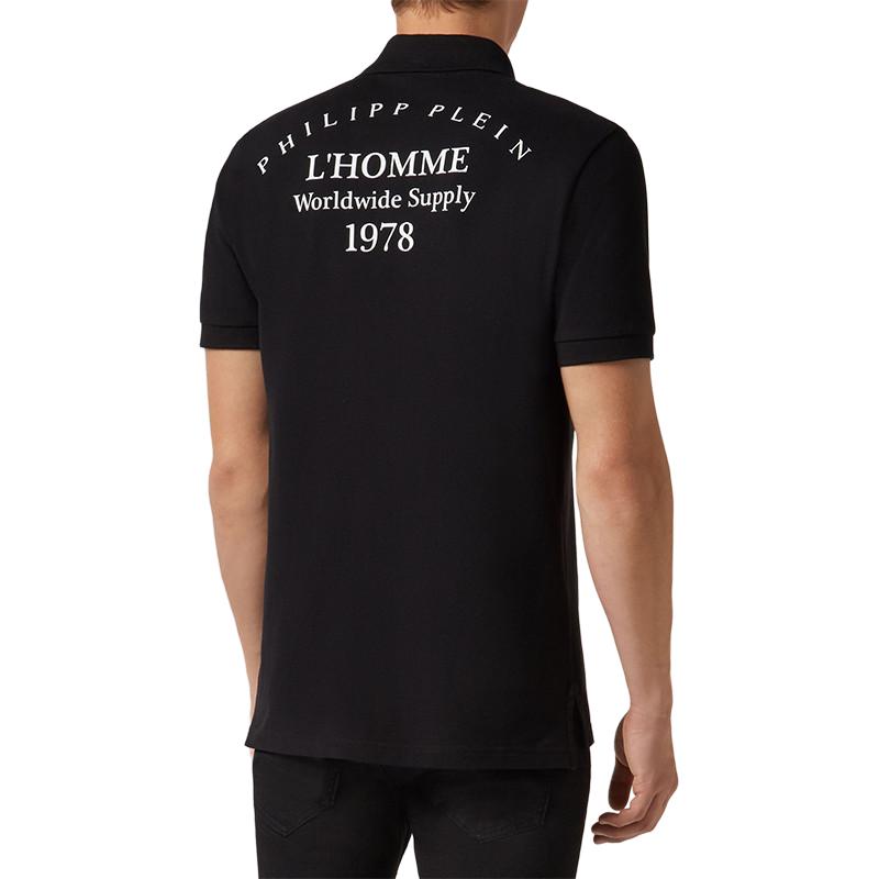 Philipp Plein Мужские поло с воротником-поло Черный Умеренный прямой крой S19C-MTK3005-PJY002N-02