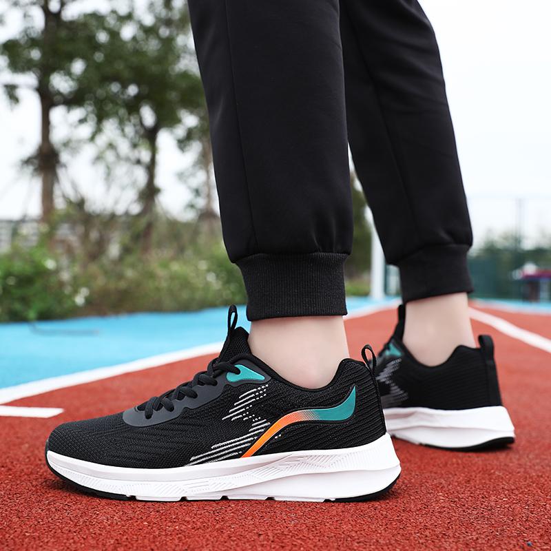 Новые дышащие кроссовки для бега из летящего трикотажа, мужские, для учеников средней школы, нескользящие, для джоггинга, молодежные спортивные повседневные кроссовки