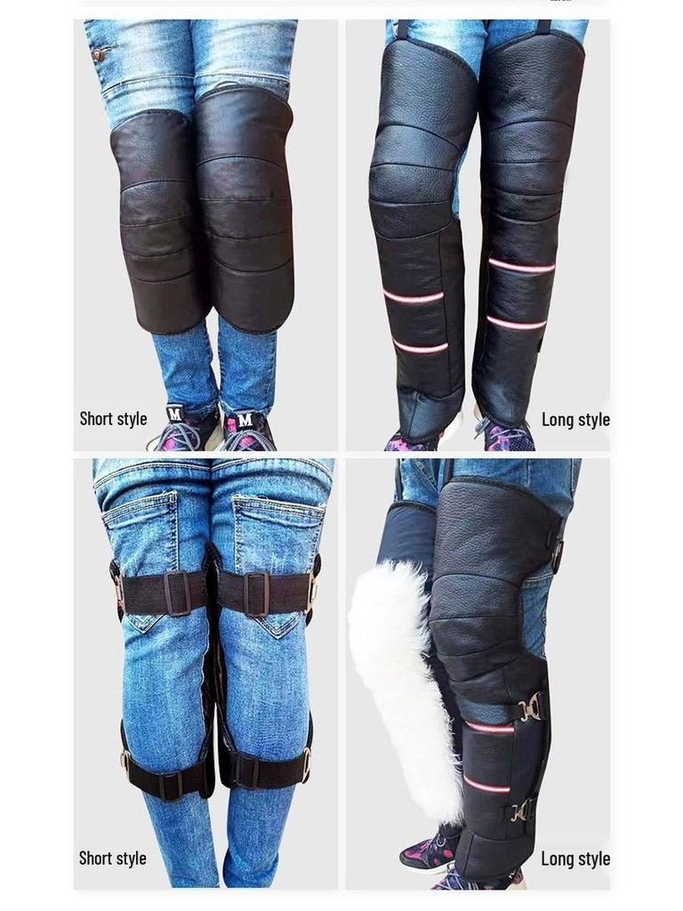 Наколенники из натуральной кожи и шерсти с флисовой подкладкой - Защита от зимнего холода и ветра для езды на мотоцикле и электросамокате
