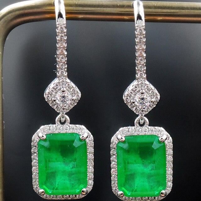 Женские винтажные серьги из настоящего стерлингового серебра 925 пробы, изумрудные 30 мм, модные женские ювелирные изделия, обещанный подарок