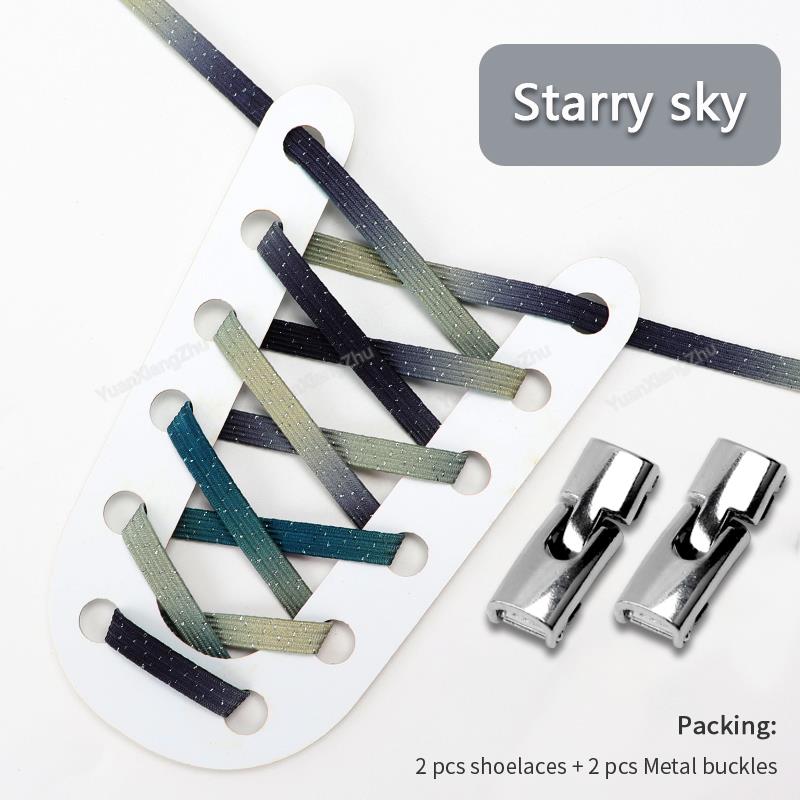 New Cross Lock Shoelaces Without Ties Rainbow Elastic Laces Sneakers Kids Adult No Tie Shoe Laces 8MM Width Flat Boots Shoelace