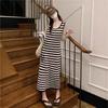 Women's Summer Color-Block Striped Knitted Vest Dress - Sleeveless, Slimming, Casual, Loose Fit