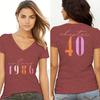 Unisexs 40th Birthday Short Sleeve Graphic Tee Vintage 1986 Chapter 40 DoubleSided Print V Neck TShirt Chapter 40 Classic Tops