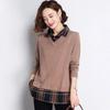 Fake Two-piece Sweater Women's Spring Sweater Shirt Collar Bottoming Shirt Spring and Autumn Loose Pullover