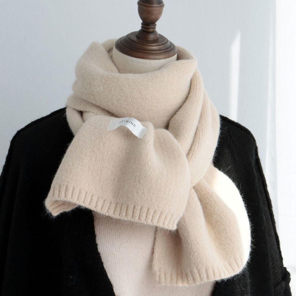 Korean Style Solid Color Scarf Long Neck Cover Shawl Simple Winter Knitting Scarf Girl
