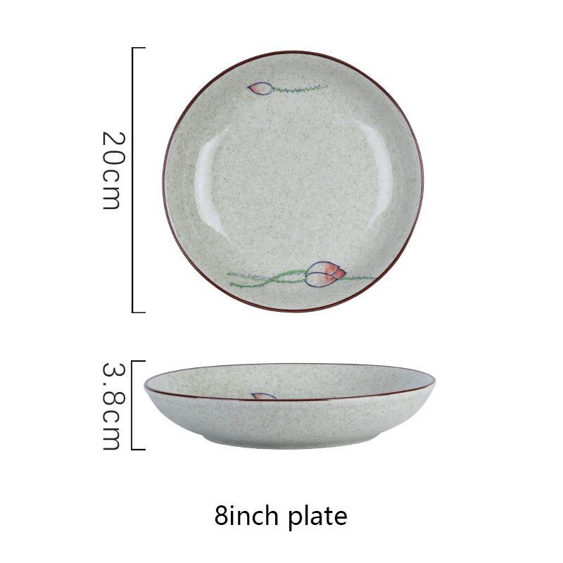 8-дюймовая японская тарелка для десерта, салата, керамическая тарелка для пасты, торта, блюда для соуса, расписанная вручную посуда