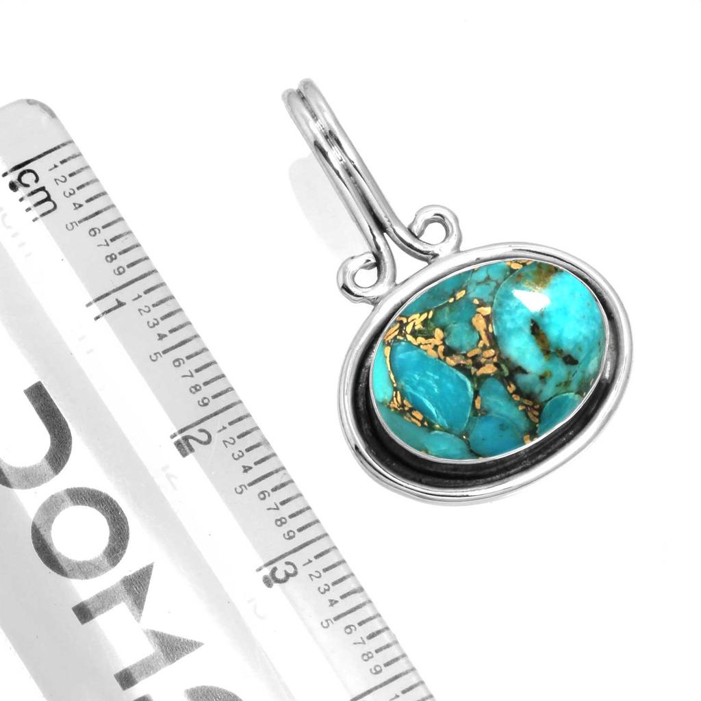 925 Sterling Silver Pendant Women Gemstone Handmade Jewelry Anniversary Gift Blue Green Purple Copper Turquoise Pearl Lapis Mother Of Pearl Boho