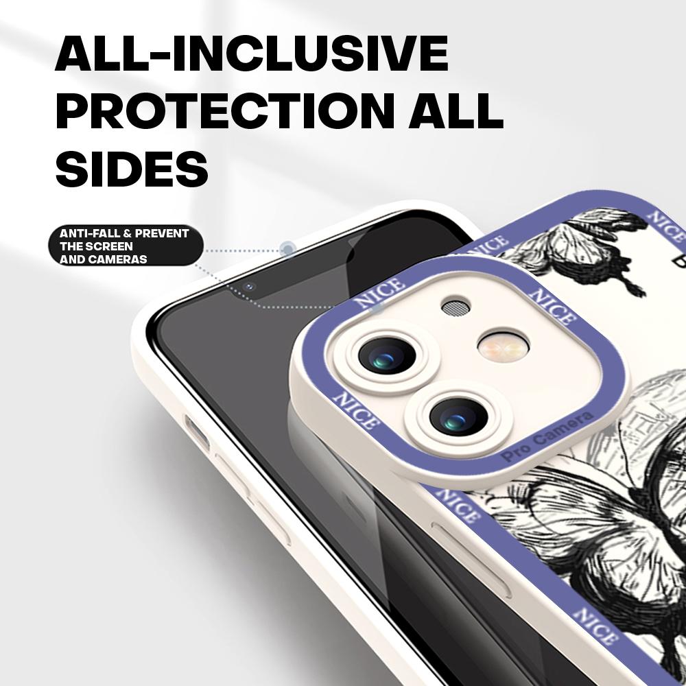 For iPhone 16 15 14 Pro Max Redmi Note 13 12 Pro Samsung S25 S24 Ultra A13 A14 A15 A16 Butterfly Design Soft Silicone Full Lens Protect Case