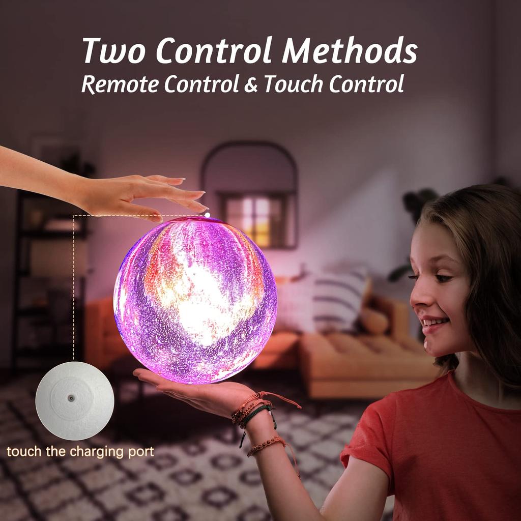 Tekstap Moon Lamp with Remote Control and Touch Control 16 Colors Dimmable Rotatable Moonlight 3D 360° 360° (Star Shape)