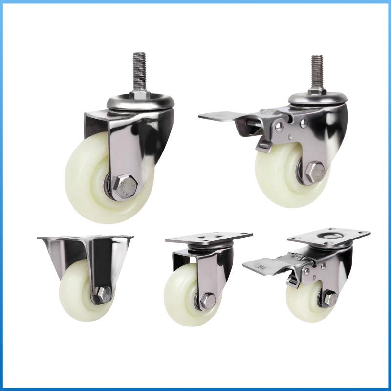 Rustproof 304 Stainless Steel Swivel Caster with Brake - 3, 4, 5 Inch Waterproof Wheels