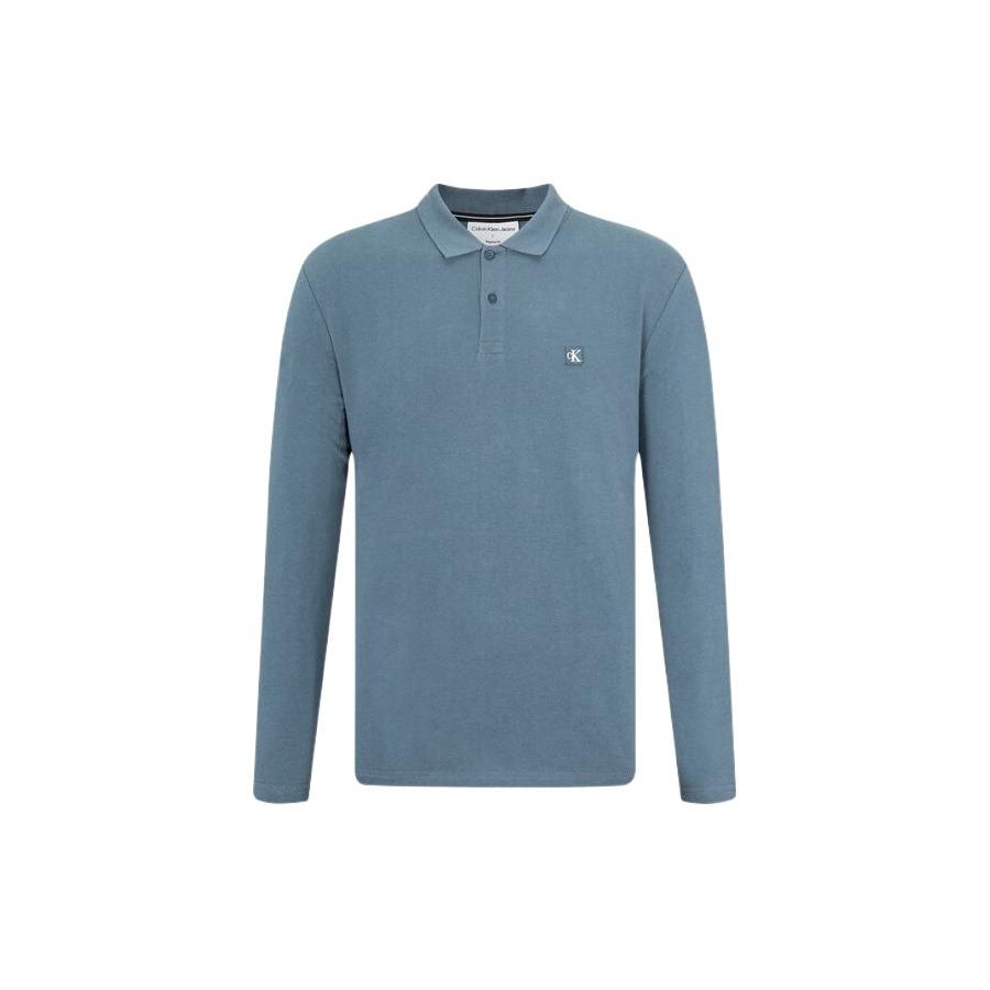 Calvin Klein Однотонная повседневная рубашка поло с длинным рукавом для мужчин, синяя J322583-DA0