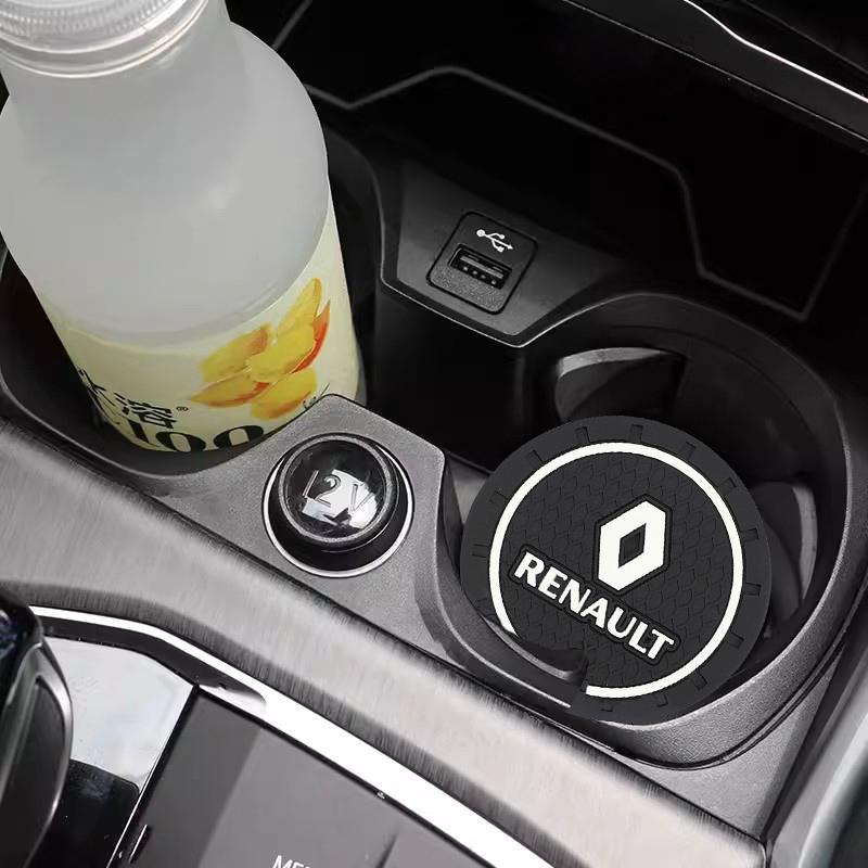 2Pcs Renault Car Badge Water Cup Holder Anti-slip Coaster Pads For Renault ZOE QM6 Austral Kardian Rafale Kangoo Arkana Clio Kol R777
