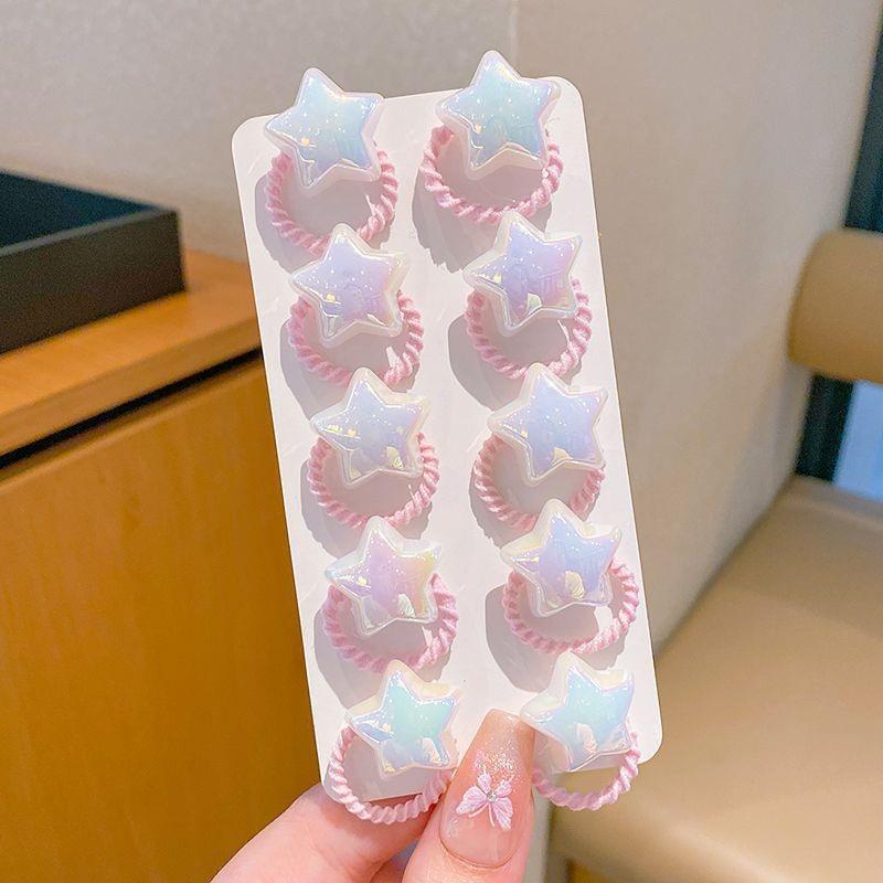 10/30pcs Cute Baby Girl Hair Circle Pearl Love Heart Star Hair Ties High Elasticity Durable Rubber Band Kids Hair Ropes Headwear