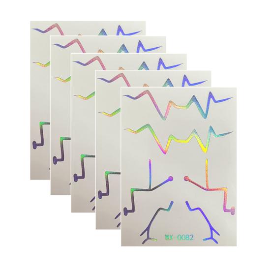 jijijing 5 Sheets Holographic Lightning Tattoos, Waterproof Flash Temporary Stickers, Full Color Body Art for Festival Party