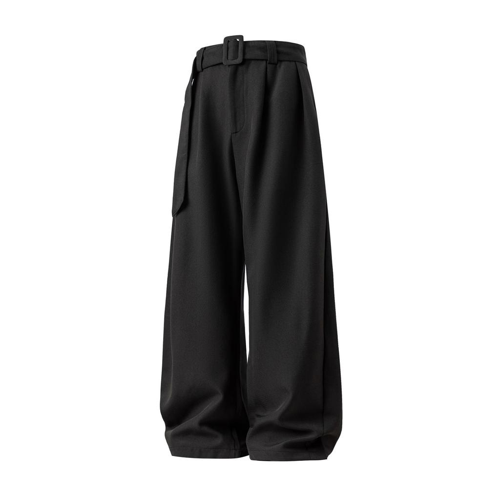 Силуэт old money повседневные брюки мужские осенние пояс регулируемый драпировка сабля-брюки свободные универсальные модные брюки