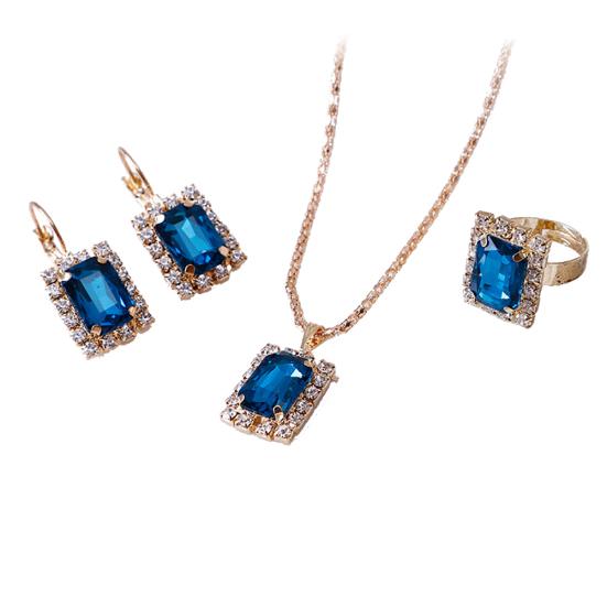 Модный комплект ювелирных изделий для женщин, банкет, свадьба, ожерелье, серьги, кольцо на палец