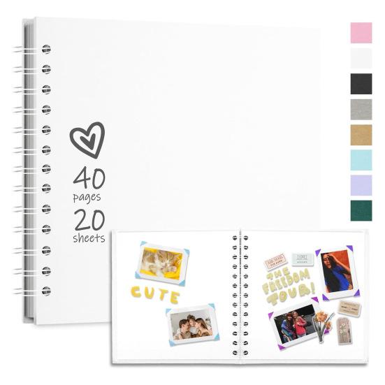 7-Inch Scrapbook Photo Album 40 Pages Twin-wire Binding DIY Hard Cover Spiral Wedding Travel Baby Shower Children