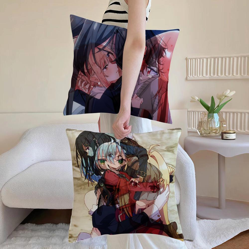 Hikikomari Kyuuketsuki No Monmon Cushion Cover Anti-dustmite Pillowcase Invisible Zipper Silky Short Plush Sofa Cushion Cover