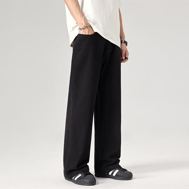 VUUG Мужские весенне-осенние хлопковые повседневные брюки свободного кроя с прямыми штанинами