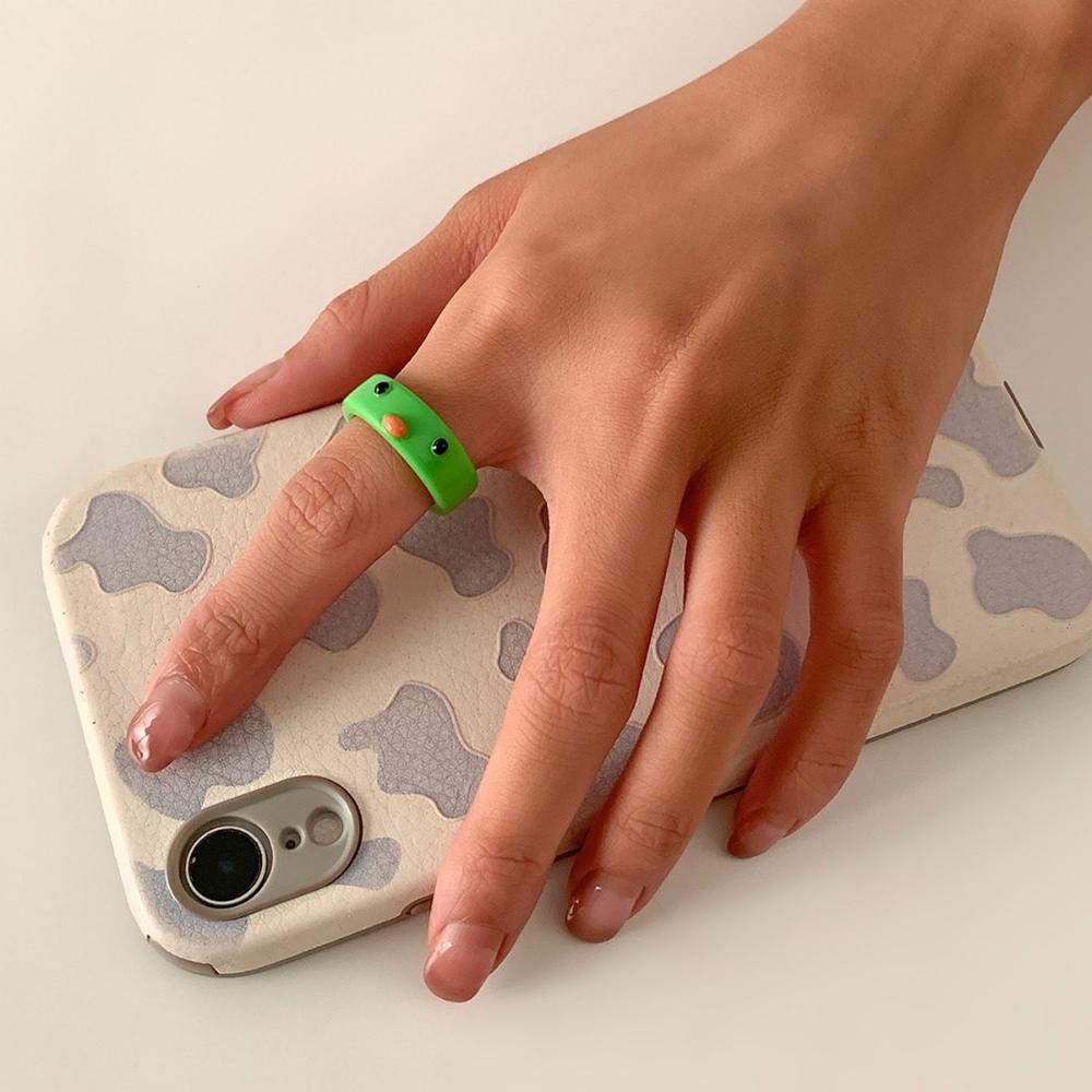 Cute Chick Girls Colorful Contrast Women Frog Finger Rings Acrylic Resin Ring Fashion Jewelry