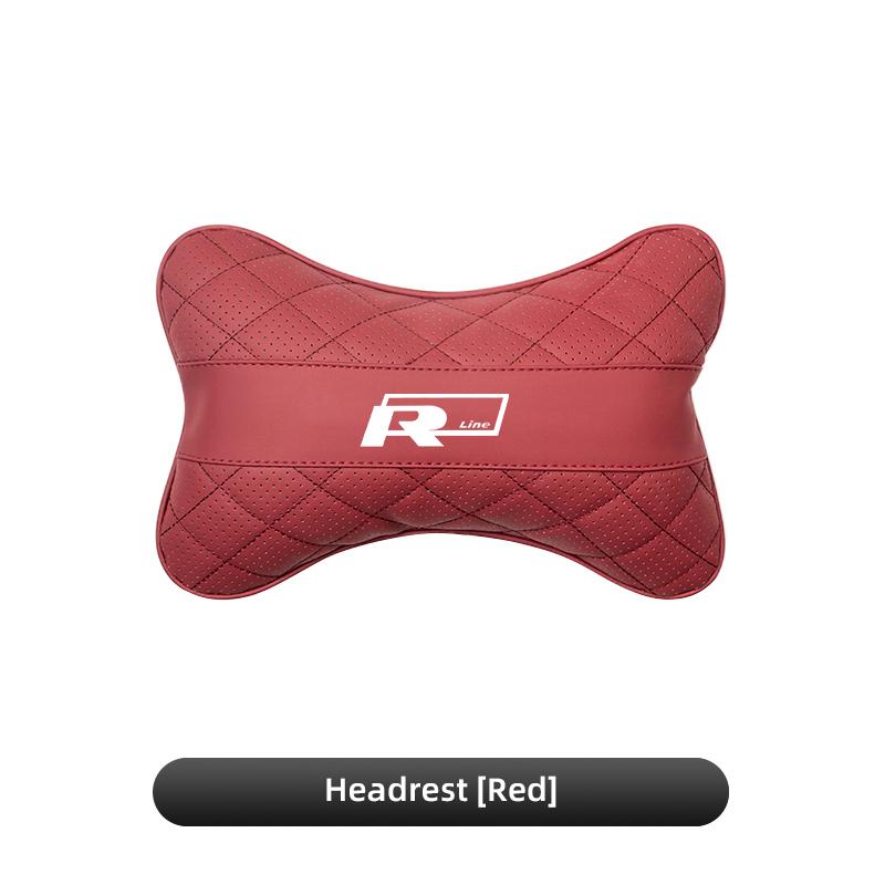 T26Car Seat Headrest Plaid Leather Neck Pillow For Volkswagen Golf Amarok T5 Phaeton Passat b6 Memory Foam Head Support Accessories