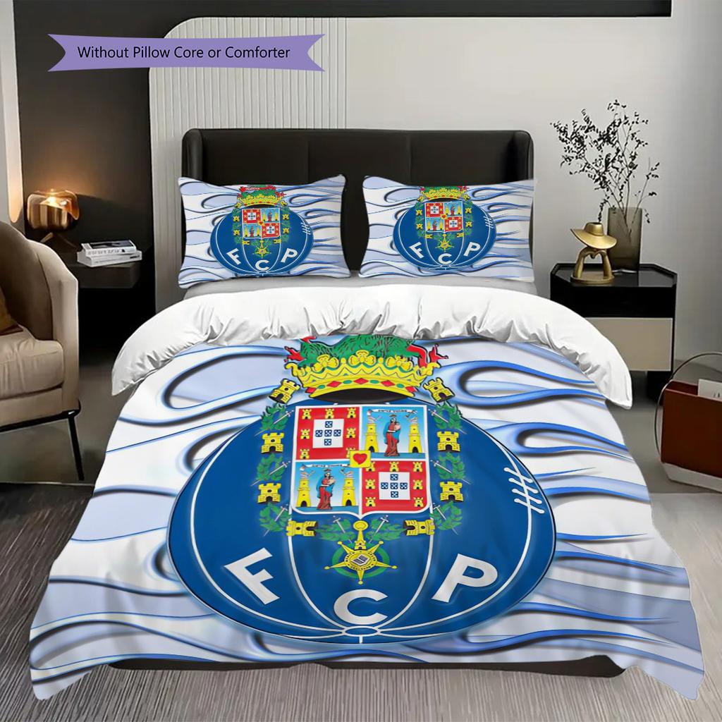 Porto Football Club Emblem Bedding (1 * duvet cover + 2 * pillowcase, without core) 2D Flat Christmas birthday gift Duvet cover and pillowcase
